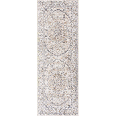 Oveda Oriental Machine Washable Gray Area Rug