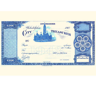 " Philadelphia City Treasurer Cheque "