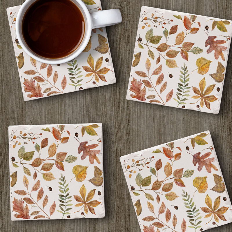 Autumn Leaves, lot de 4 sous-verres en pierre