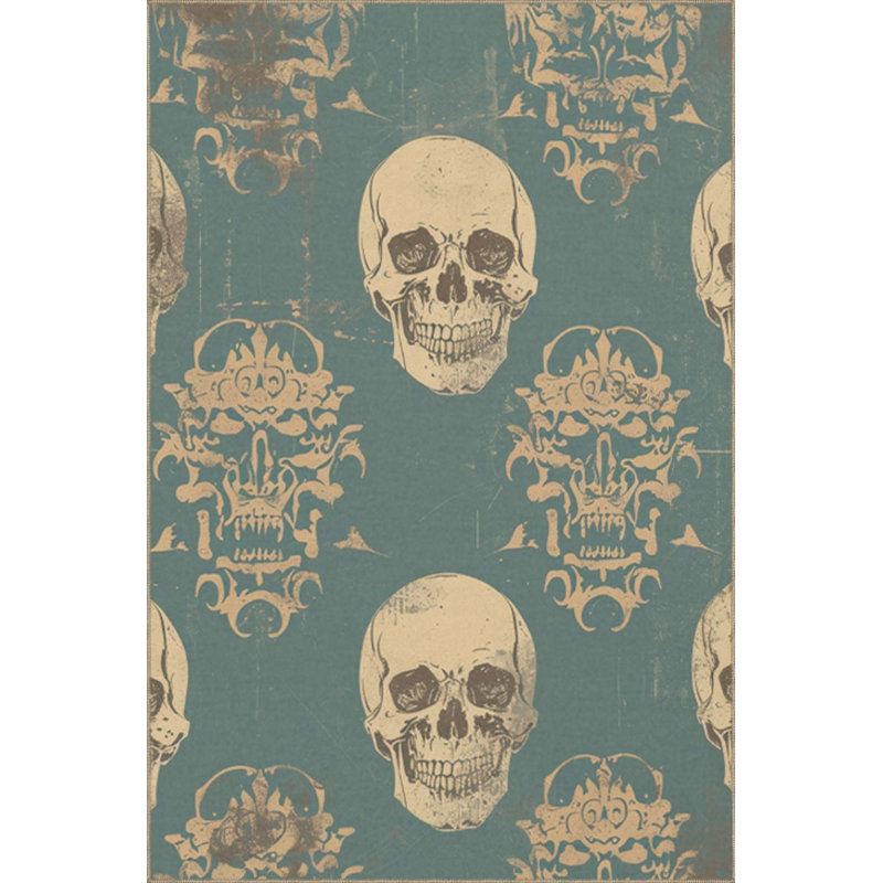 Tapis tissé à motif de têtes de mort à motif de têtes de mort, Sous-tapis rectangulaire 2 pi 4 po x 3 pi 11 po