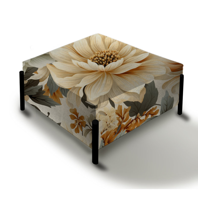 Neutral Tones Essence Buttercup Floral - Grand repose-pieds carré floral