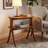 Wood End Table, Slim Sofa Side Table with 2-Tier Storage Shelf