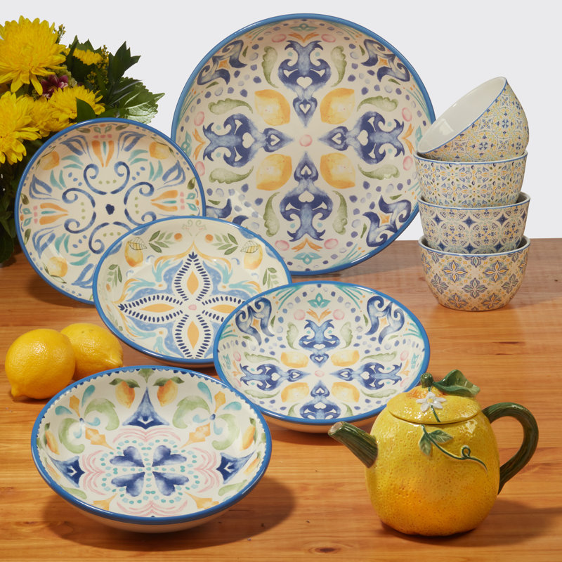 Lemonade Set Of 4 Canape Plates, 6" Asst.