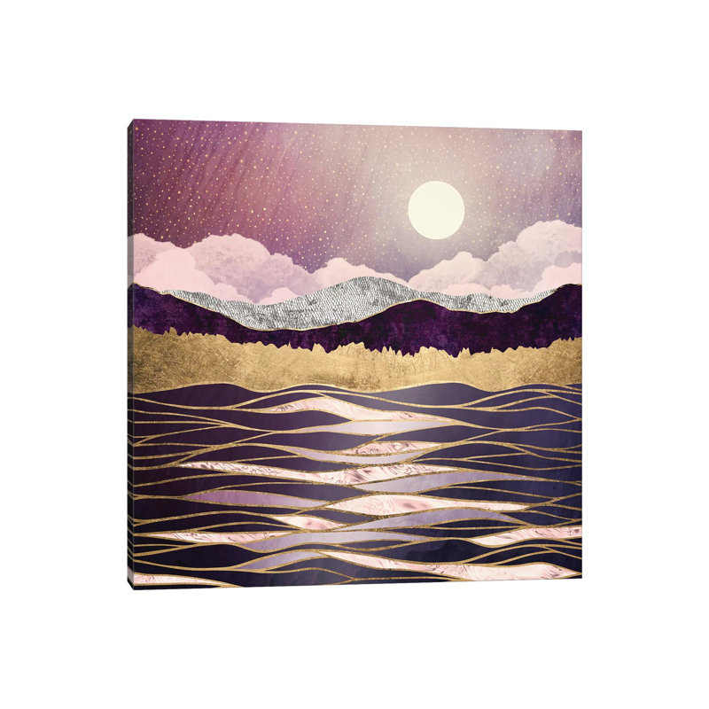 Ondes lunaires - impression, Toile tendue, H 12 po x l 12 po x P 0,75 po