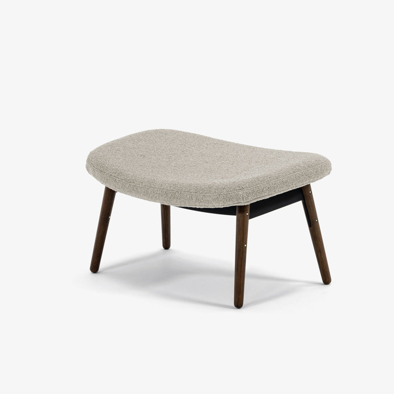 Ella Ottoman, Walnut, Chalk Rayon/Viscose