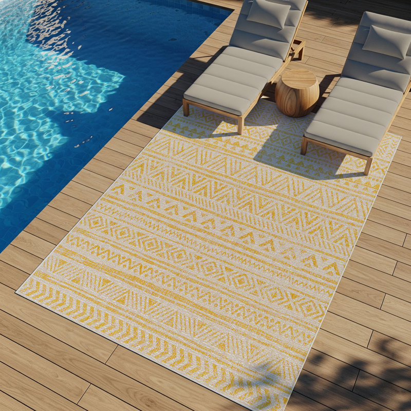 Marion Indoor & Outdoor Boho Saffron Rug, Rectangle 200 x 275cm