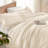 Andency Oversized King Comforter Set 128x120, 3 Pieces Beige Ruffle Shabby Chic Famhouse Bedding Set for Women, Lightweight Fluffy Super King Plus Bed Set for Girls-124610445-124610451