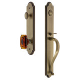 Arc Handleset with Single Cylinder Deadbolt and Baguette Door Knob and Rosette