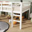 Lit mezzanine double en bois d'hévéa avec échelle