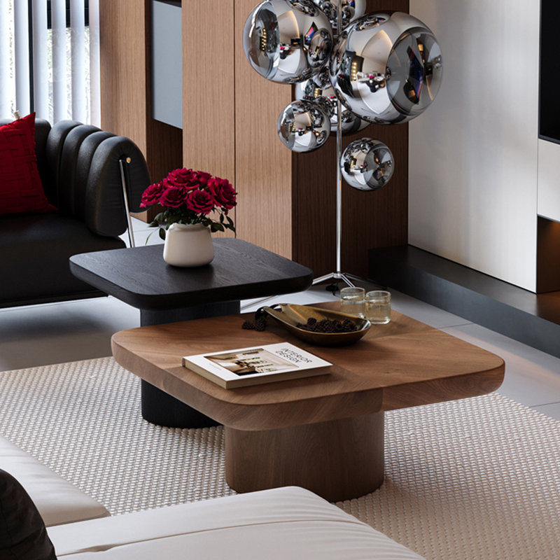 Table basse Mid-Century, H 14,2 po x L 35,4 po x l 35,4 po