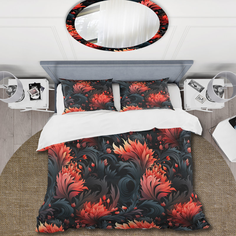 Ensemble de housse de couette à motif floral en microfibre Rashanti Ember Twilight Moody