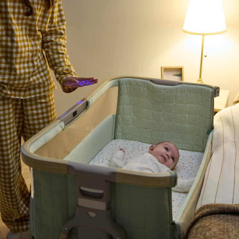 Tutti Bambini CoZee Sense Bedside Crib, Drifted Oak / Eucalyptus