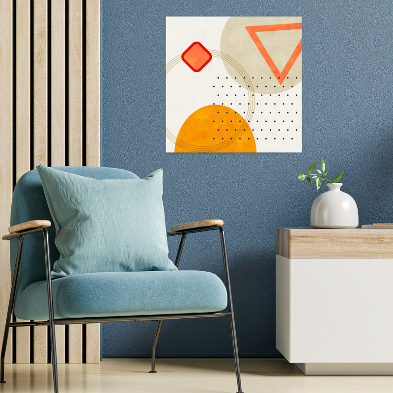 Art contemporain abstrait géométrique coloré, H 18 po x l 18 po