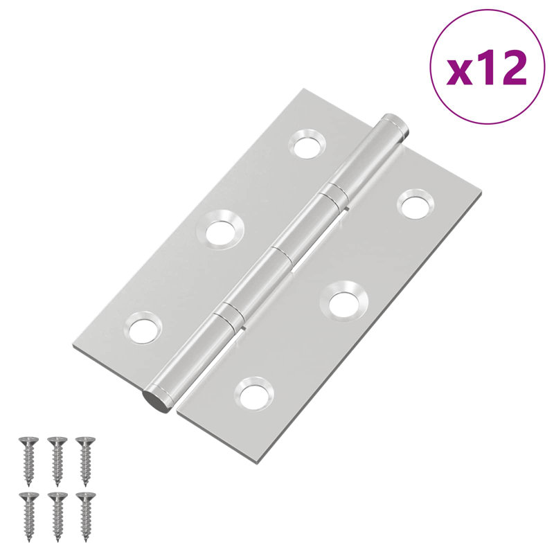 Vidaxl Hinge Plain Silver Steel Rectangular Hardware Tools Door Components