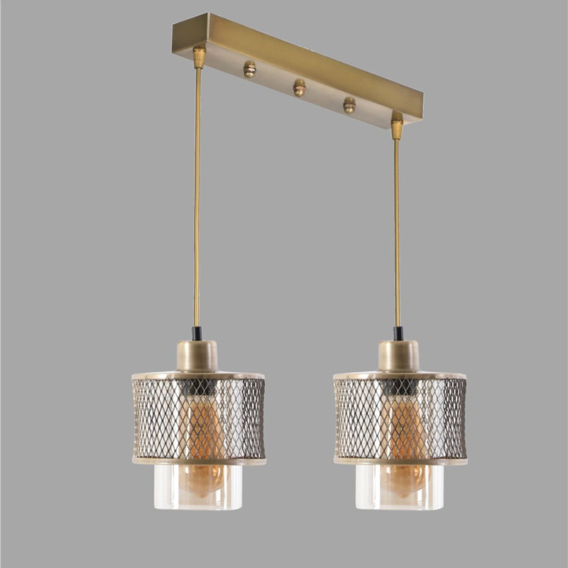 Luminaire suspendu pour îlot de cuisine 2 lumières Warlick, Cuivre
