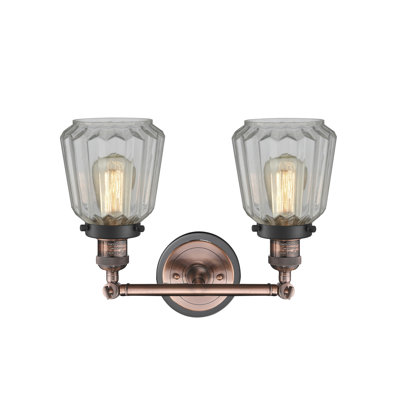 Éclairage de meuble-lavabo en cuivre antique 2 lumières Vinson