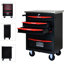 Chariot multifonctionnel à 5 outils sur roulettes - métal noir + chariot à 5 tiroirs rouge avec serrure à clé-1358024729