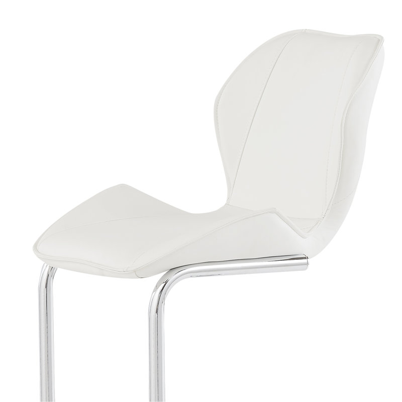 Tabouret de bar blanc 4 pièces, housse, repose-pieds en métal, dossier rectangulaire, stable