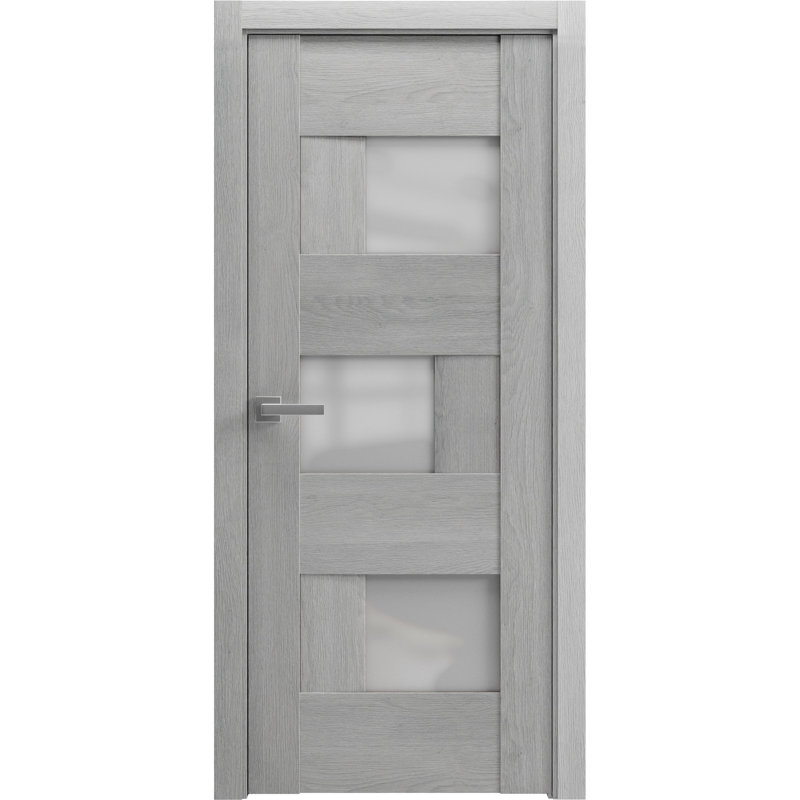 Porte-fenêtre en verre givré massif | Sete 6933 | Poignée simple à panneau régulier | Portes de salle de bain robustes