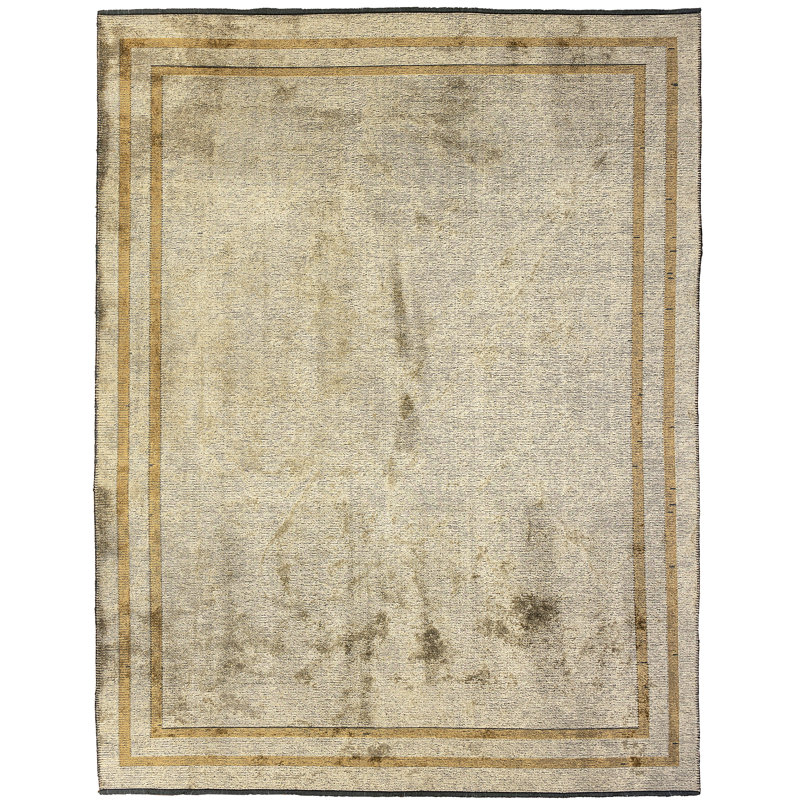 Tapis gris argenté / jaune citron Rapture, Rectangle 7 pi 10 po x 11 pi 2 po