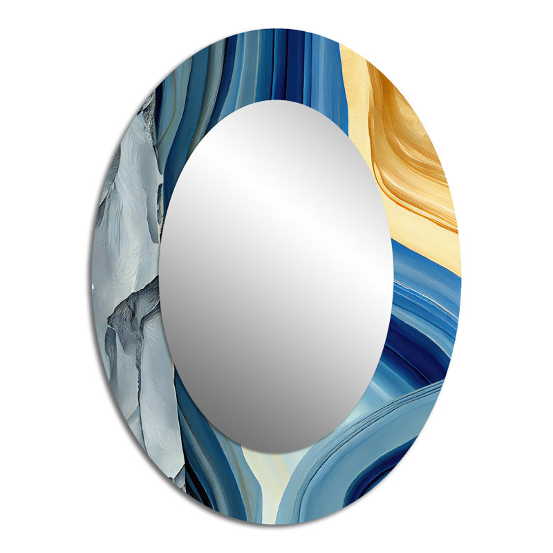 Miroir mural Bold Blue Brush Strokes III - Modern, 40 po x 30 po