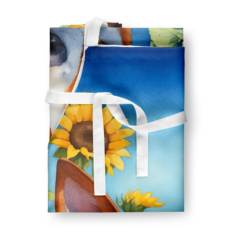Tablier Basenji en tournesols