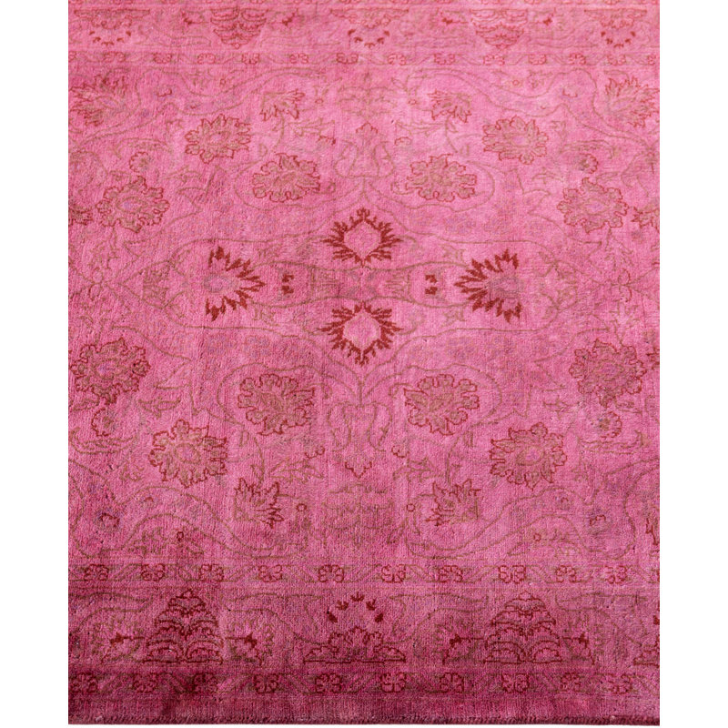 Overdyed Hand-Knotted Wool Modern-Contemporary Pink Area Rug 3' 1" x 5' 1"