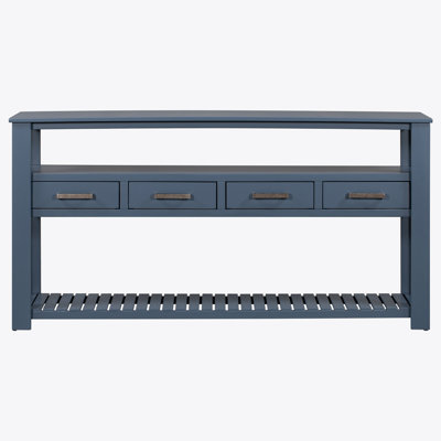 61.52'' Modern Console Table with 4 Drawers and Open Shelves
