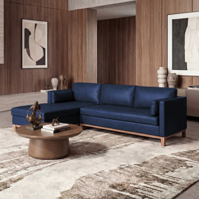  95" W Mid Century Modern Reversible Chaise L Shaped Faux Leather Upholstered Couch Sofa