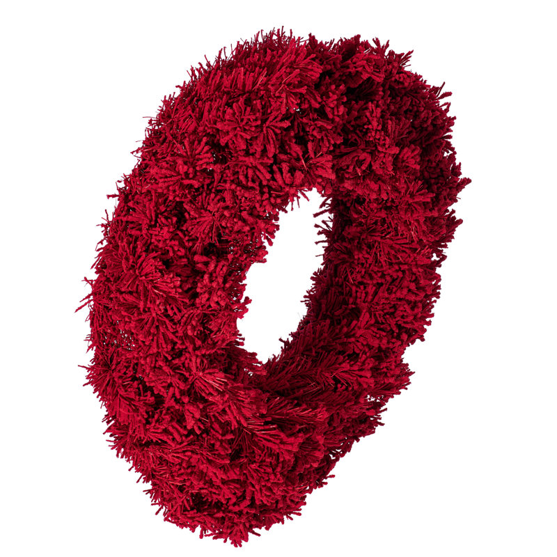 Couronne de Noël artificielle en PVC, H 36 po x l 36 po x P 3 po, Rouge