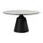 Crebessa 55" Round Modern Pedestal Dining Table with Stone Top and Black Metal Base