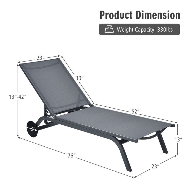Addylen Outdoor Metal Chaise Lounge