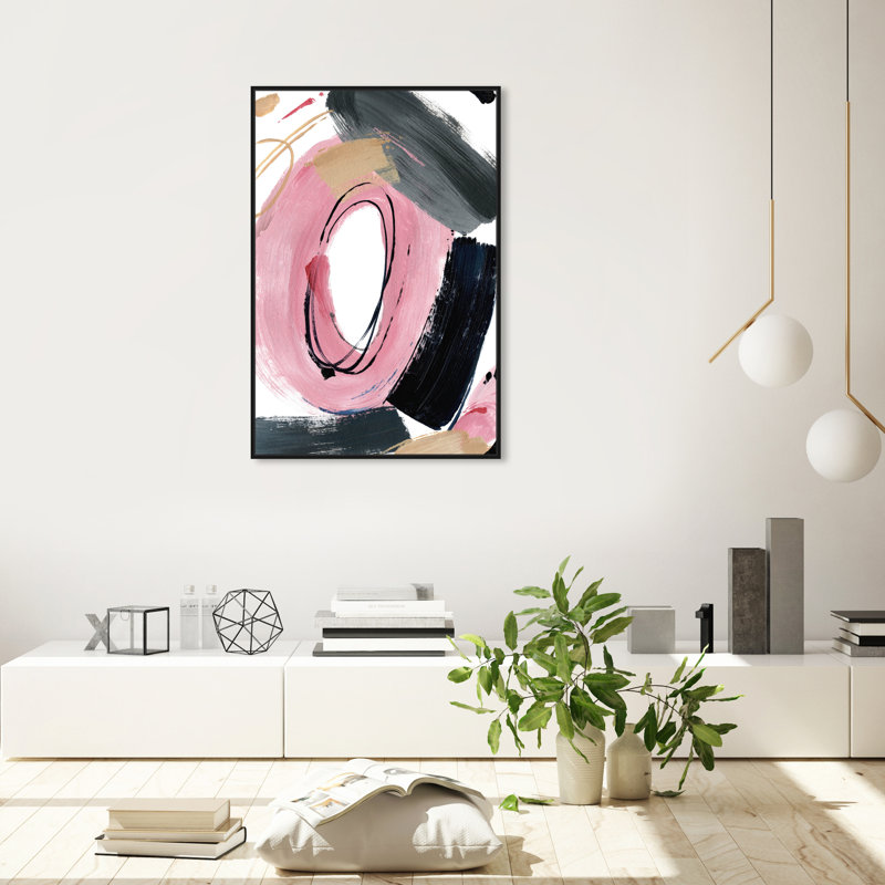Abstrait rougissant pour vous - peinture sur toile, H 36 po x l 24 po, Toile avec cadre noir