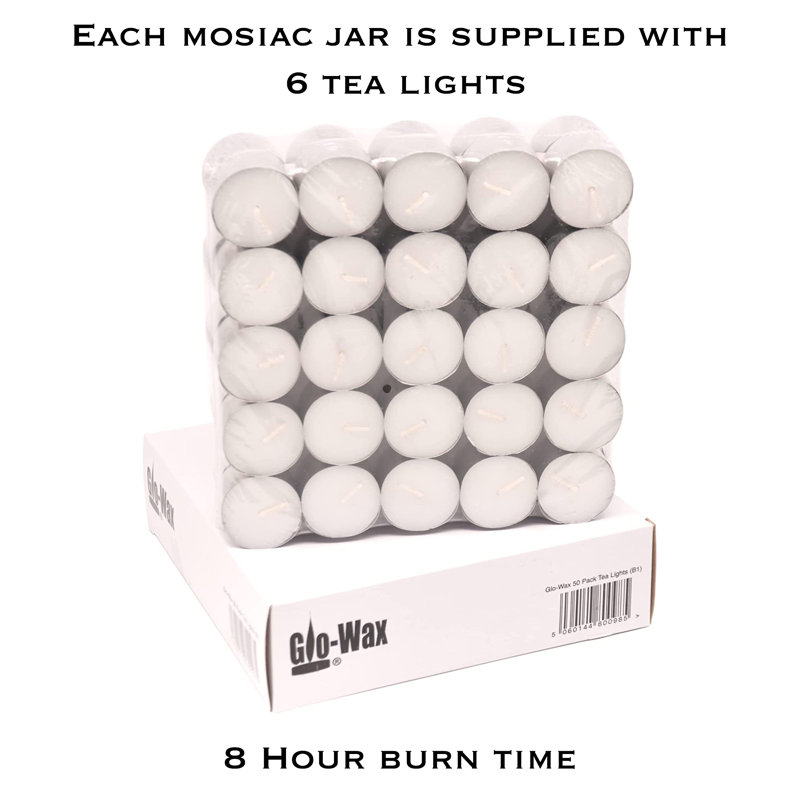 4 Piece Glass Tabletop Tealight Holder Set with Candle Included
