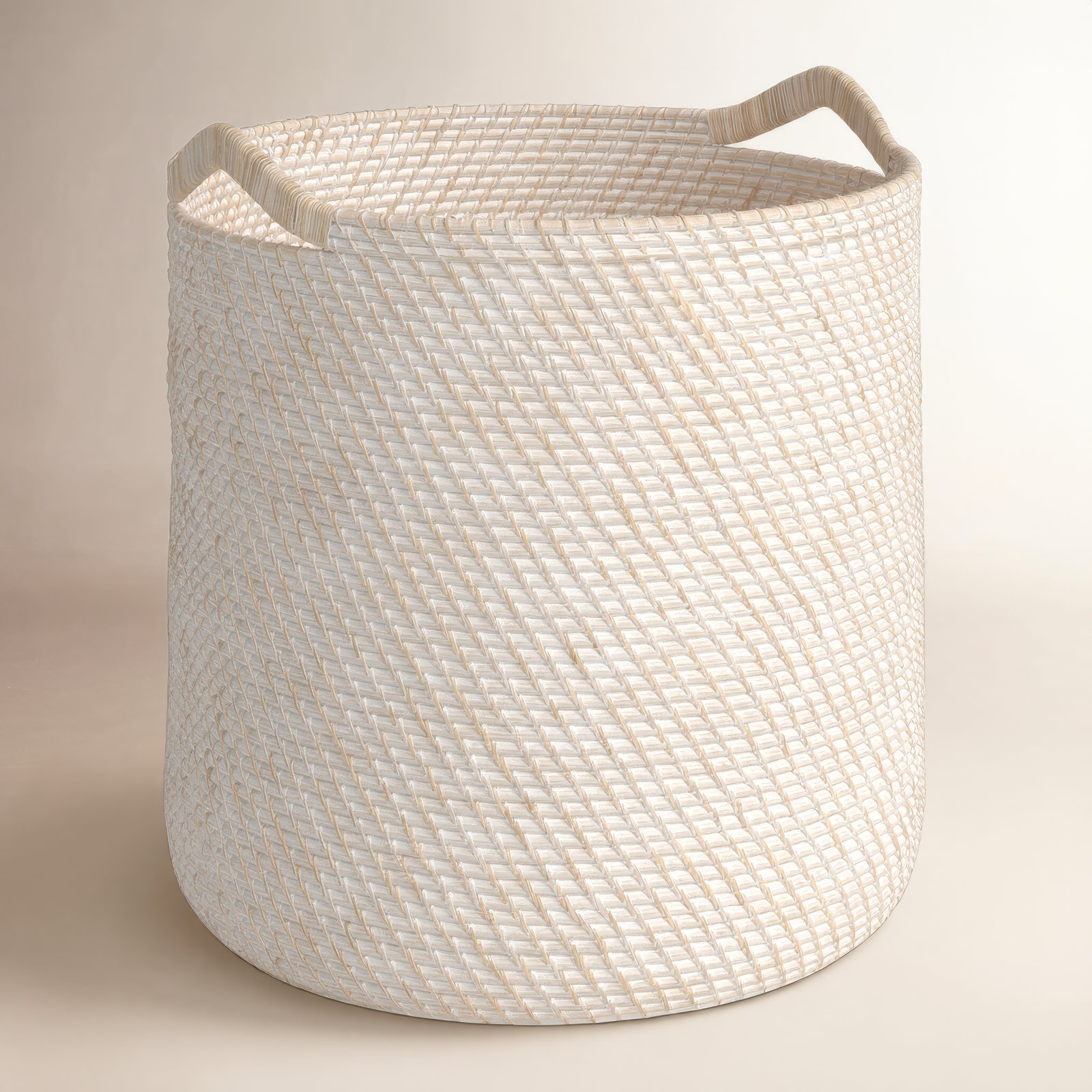 Jettie Rattan Basket With Handles 1, White