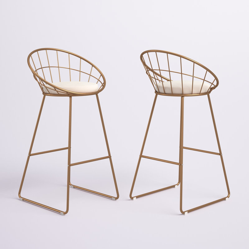 Tabouret de bar Alize, Tabouret de bar (siège d'une hauteur de 28,35 po), Doré / Blanc