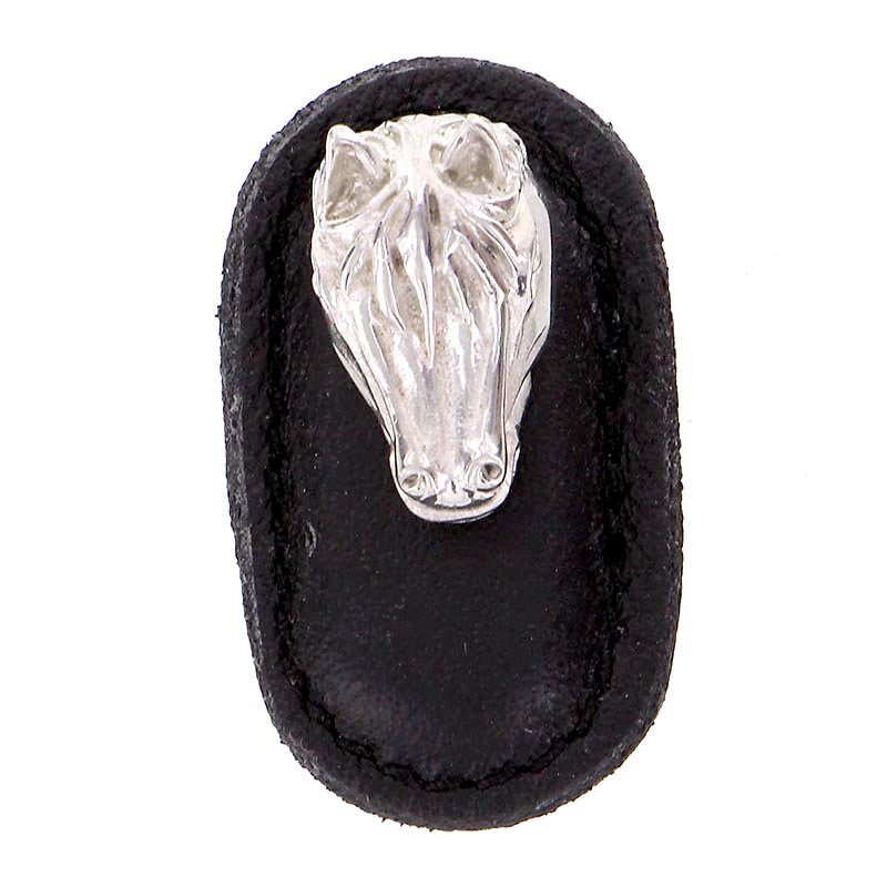 Poignée fantaisie 1,75 po Equestre, Brun, Nickel poli