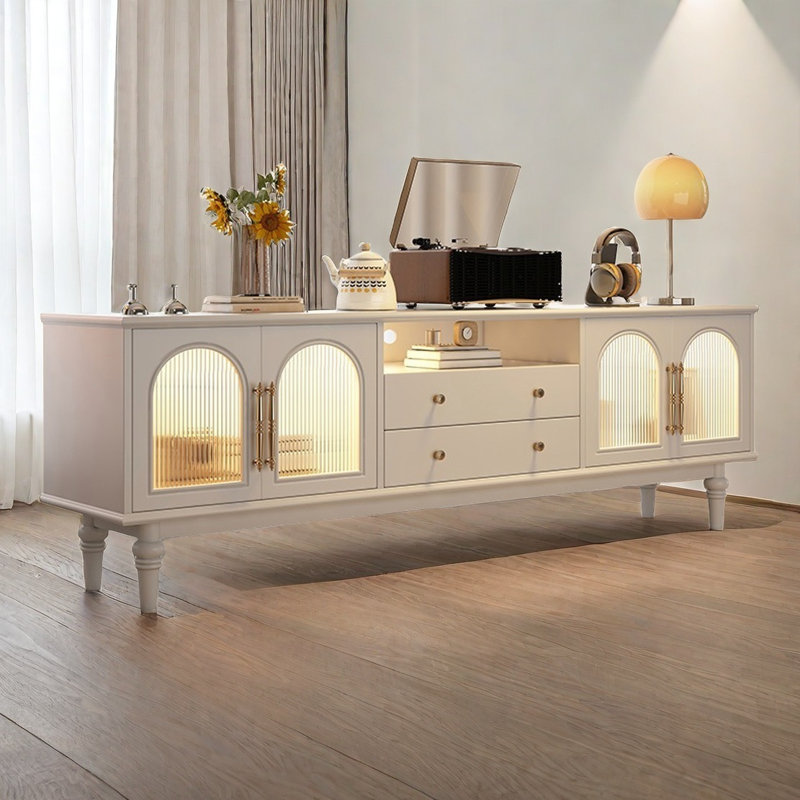 Meuble télé rétro, 59.1", Blanc