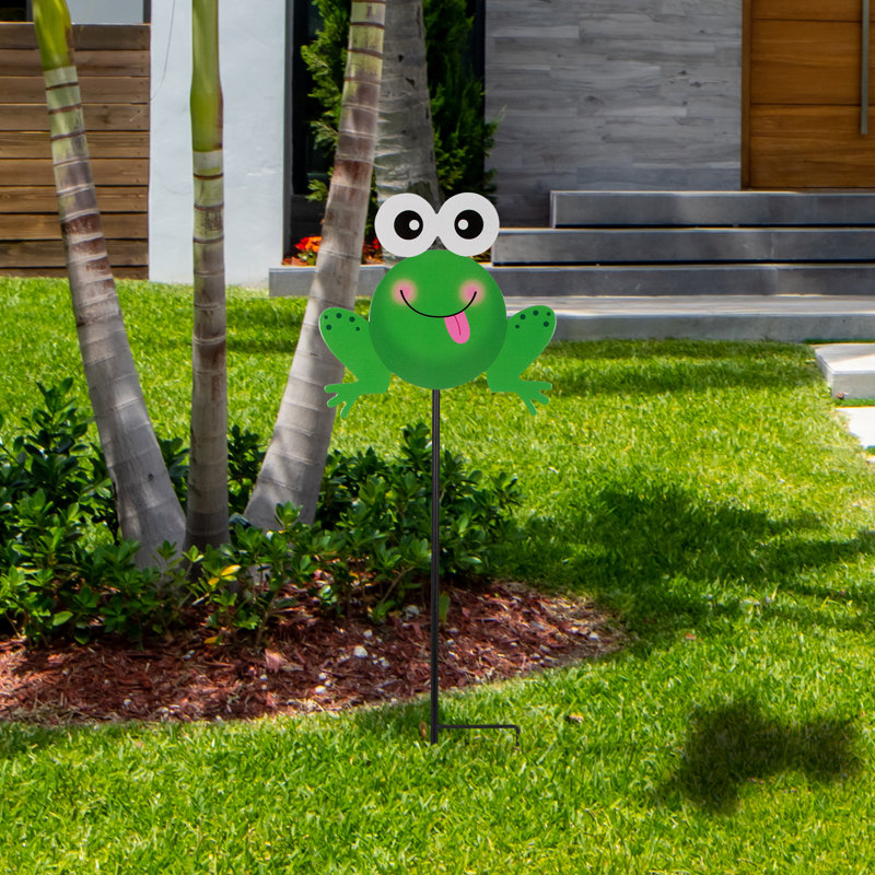 Piquet de jardin grenouille en métal
