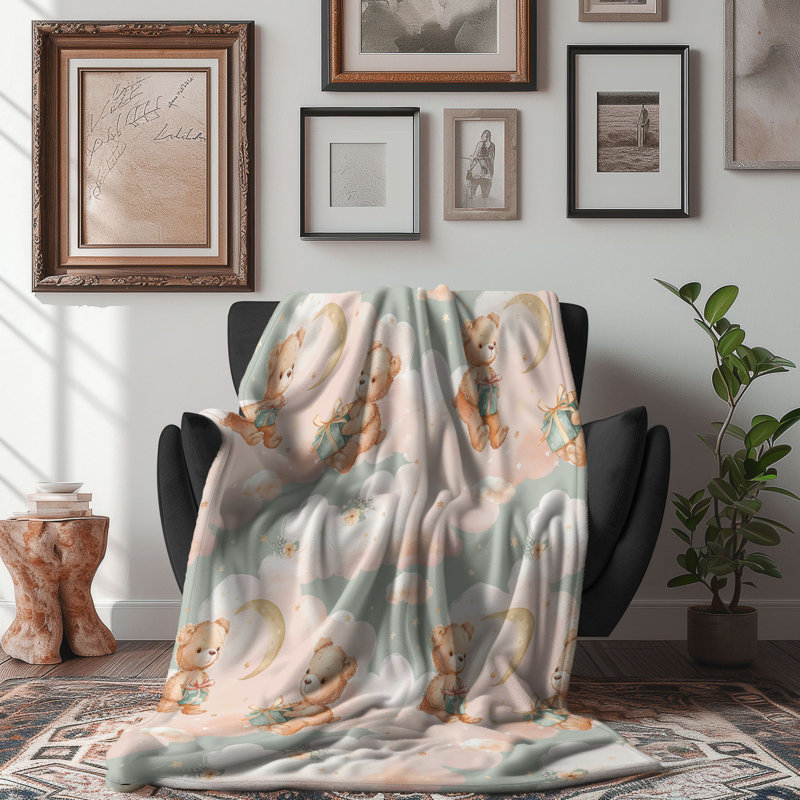 Couverture de qualité supérieure 1 pièce Coral Huggable Bear, L 60 po x L 80 po