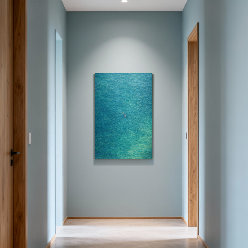 Vue aérienne de l'océan avec nageur, 36" H x 24" W