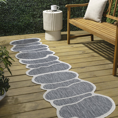 Tapis d'intérieur / extérieur bleu / crème Monte Modern