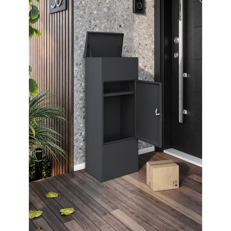 Boîte de rangement de colis moyenne CEHA pour l'extérieur, boîte de rangement verrouillable anti-vol pour maison ou entreprise (gris)