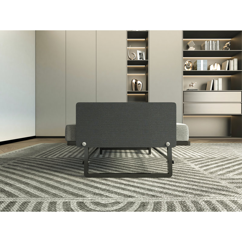 Lit simple pliant en métal avec matelas en mousse, peu encombrant et polyvalent pour la maison, matelas facile à assembler et optimisation des 4 roulettes