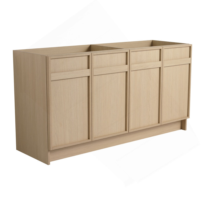 Meuble-lavabo autoportant de 60 po et 4 portes d'armoire à fermeture en douceur - sans le lavabo