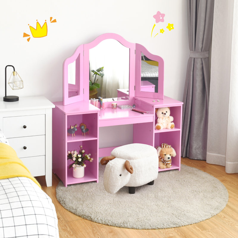 Coiffeuse avec miroir Clearview, Rose