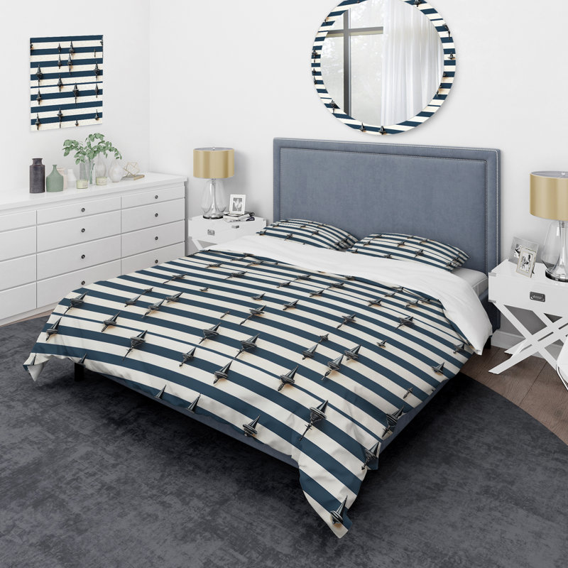 Ensemble de housse de couette Nautical Vintage Ship Stripes, Housse de couette pour très grand lit et 2 très