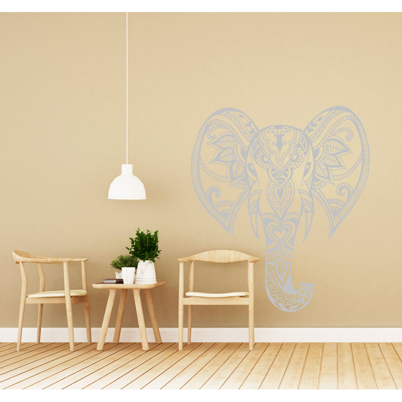 Adhésif décoratif éléphant, H 46 po x l 53 po, Argent