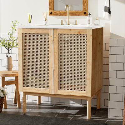 30-Inch Natural Bathroom Vanity - Soft-Close Doors, Generous Storage Enhance Your Style , Doors Enjoy A Quiet And Relaxing