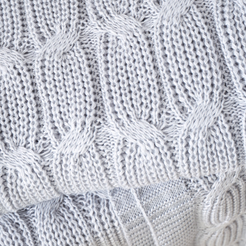 Chunky Marl Knit Cosy Blanket Throw, Silver